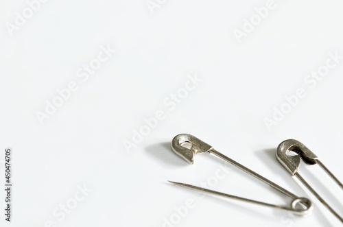safety pin on white background