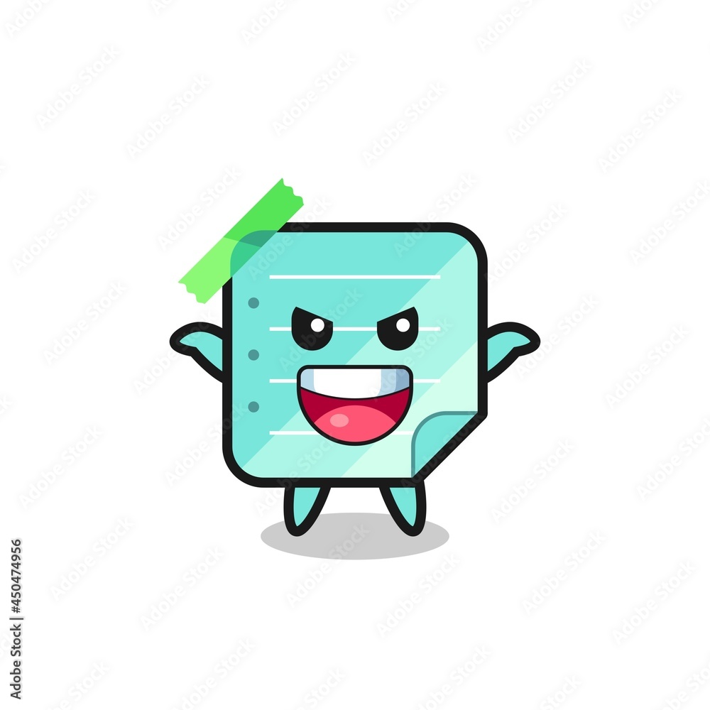 the illustration of cute blue sticky notes doing scare gesture the illustration of cute blue sticky notes doing scare gesture