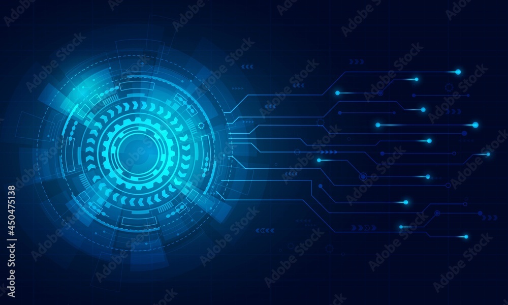 The circle high technology with circuit line blue background, illustrator digital abstract. The circle high technology with circuit line blue background, illustrator digital abstract.