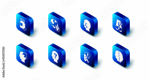 Set Psychology, Psi, Man graves funeral sorrow, Metronome with pendulum, Bipolar disorder, Head question mark, Solution to the problem and Sedative pills icon. Vector