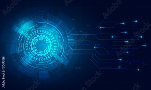 The circle high technology with circuit line blue background, illustrator digital abstract.