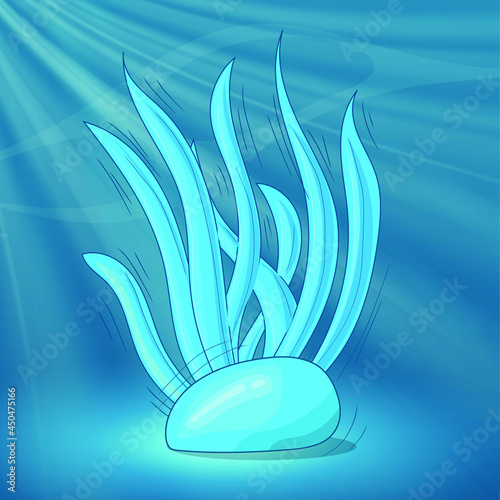 Blue coral reef illustration under sea water eps vector graphic resource