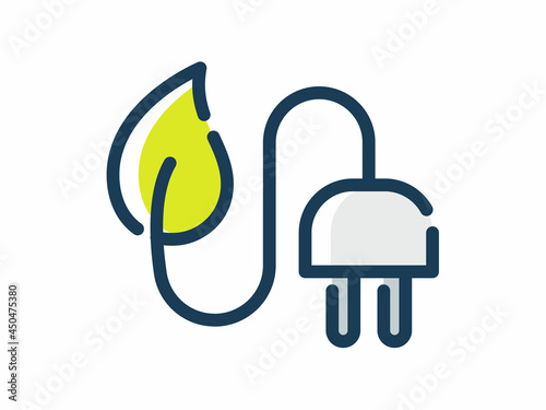eco electric power energy green single isolated icon with dash or dashed line style