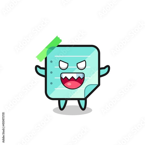 illustration of evil blue sticky notes mascot character