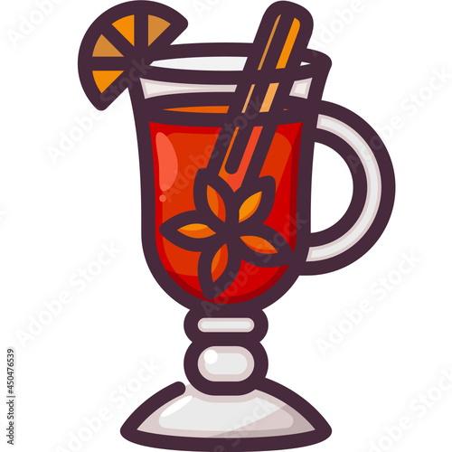 mulled wine line icon