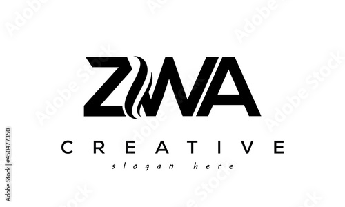 Letter ZWA creative logo design vector photo