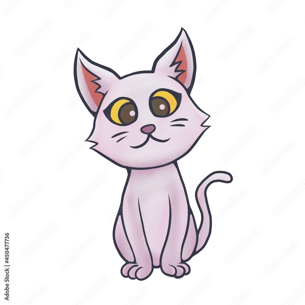 Cute cat drawing on white background Cute cat drawing on white background