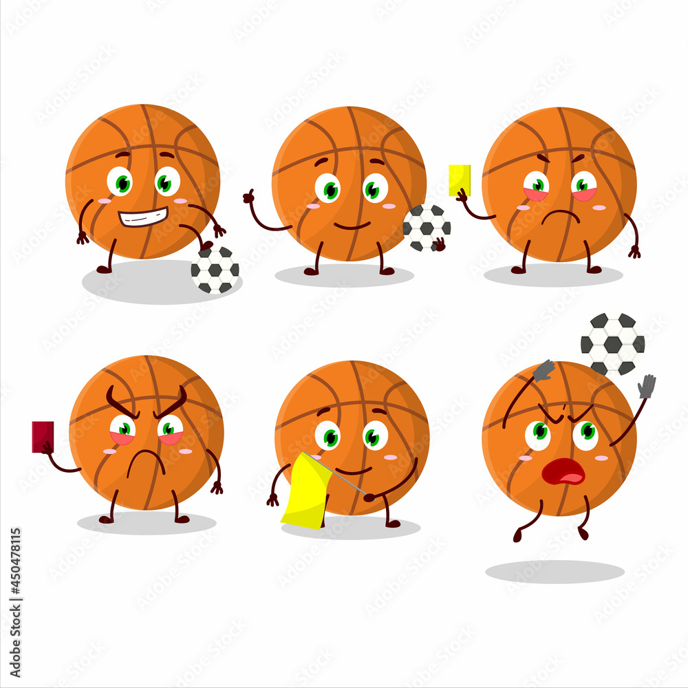 Basketball cartoon character working as a Football referee