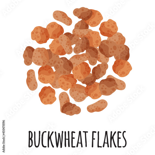 Buckwheat flakes for template farmer market design, label and packing. Natural energy protein organic super food.