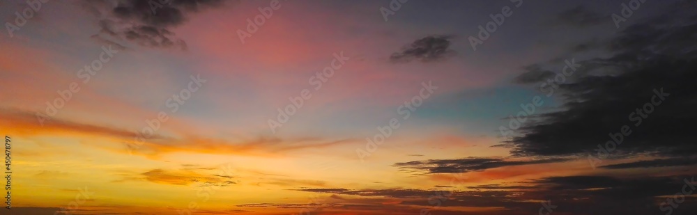 Horizontal vivid orange light sky background