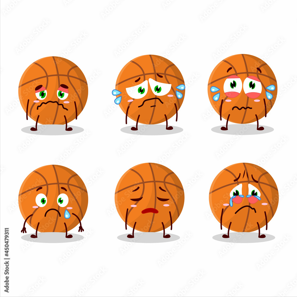 Basketball cartoon in character with sad expression Basketball cartoon in character with sad expression