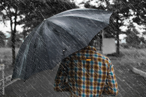 Person with Umbrella in Rain