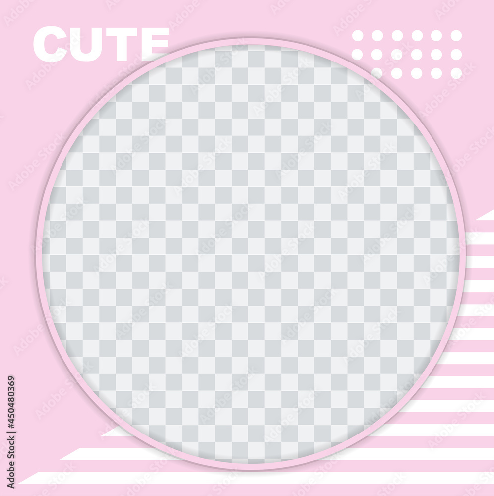 Abstract banner template. Photo Frame. Pink and white background color. Suitable for social media posting and online advertising. Vector illustration with photo collage. Editable file