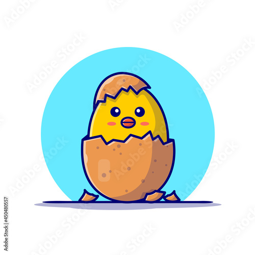 Cute Chick Egg Cartoon Vector Icon Illustration. Animal Nature Icon Concept Isolated Premium Vector. Flat Cartoon Style