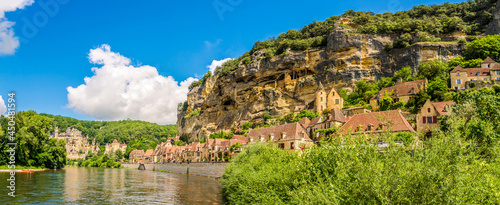 Panoramic view at the La Roque-Gageac village located in the Dordogne department in southwestern France photo