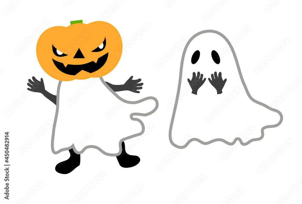 お化けに仮装しているハロウィンのイラスト お化けに仮装しているハロウィンのイラスト