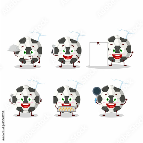 Fototapeta Naklejka Na Ścianę i Meble -  Cartoon character of soccer ball with various chef emoticons