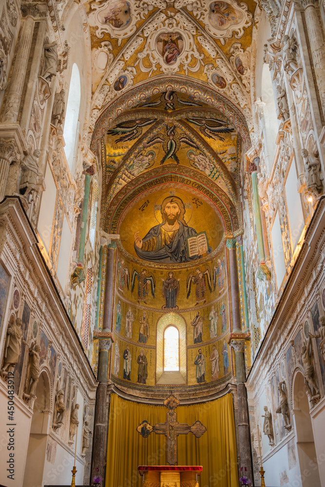 Interior of the Cathedral-Basilica of Cefalu Duomo di Cefalu in Sicily