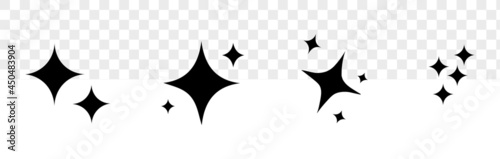 Black sparkles icon set. Glowing starts or light effect element.