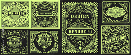 Set of 7 labels. Western style
