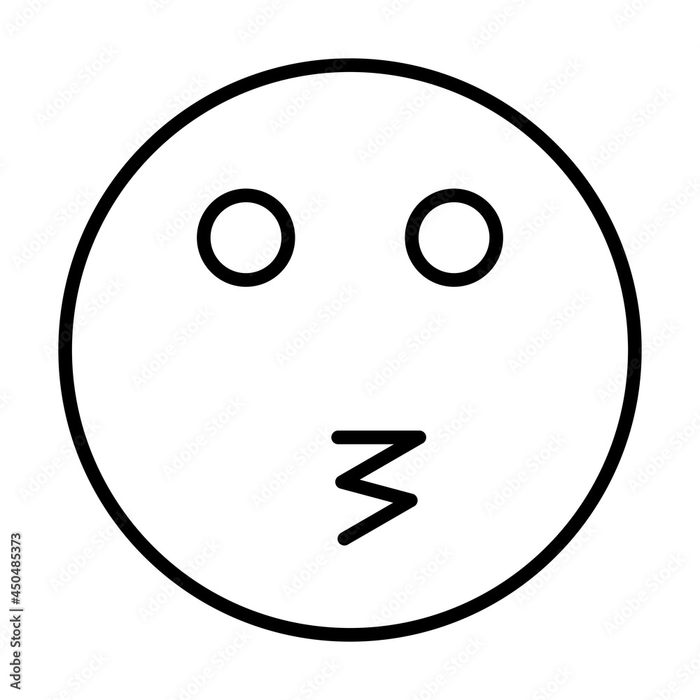 Kissing Face Smiley Vector Line Icon Design Kissing Face Smiley Vector Line Icon Design