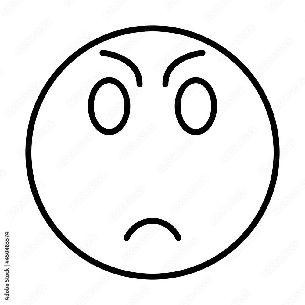 Angry Smiley Face Vector Line Icon Design Angry Smiley Face Vector Line Icon Design