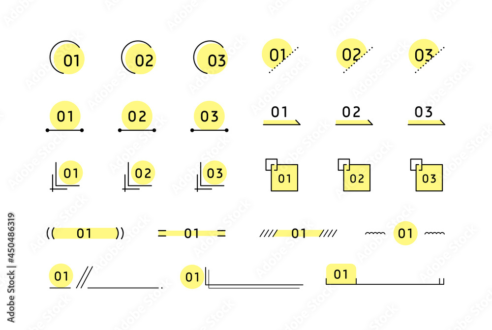 数字のフレームセット シンプル 番号 ナンバー イラスト 飾り罫 あしらい 装飾 素材 Stock Vector Adobe Stock