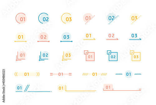 数字のフレームセット　シンプル　番号　ナンバー　イラスト　飾り罫　あしらい　装飾　素材