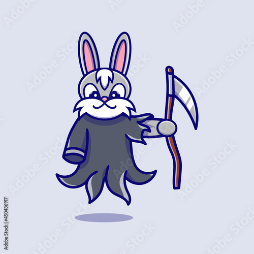 cute grim reaper rabbit illustration