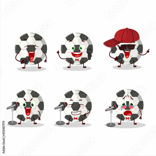 A Cute Cartoon design concept of soccer ball singing a famous song