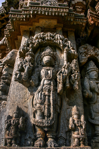 Highly detailed intrinsic carvings of 800 year old hindu temple at Somnathpur, Karnataka, India.  Temple dedicated to Lord Vishnu was built by the Hoysala Dynasty. © Prashanth Bala