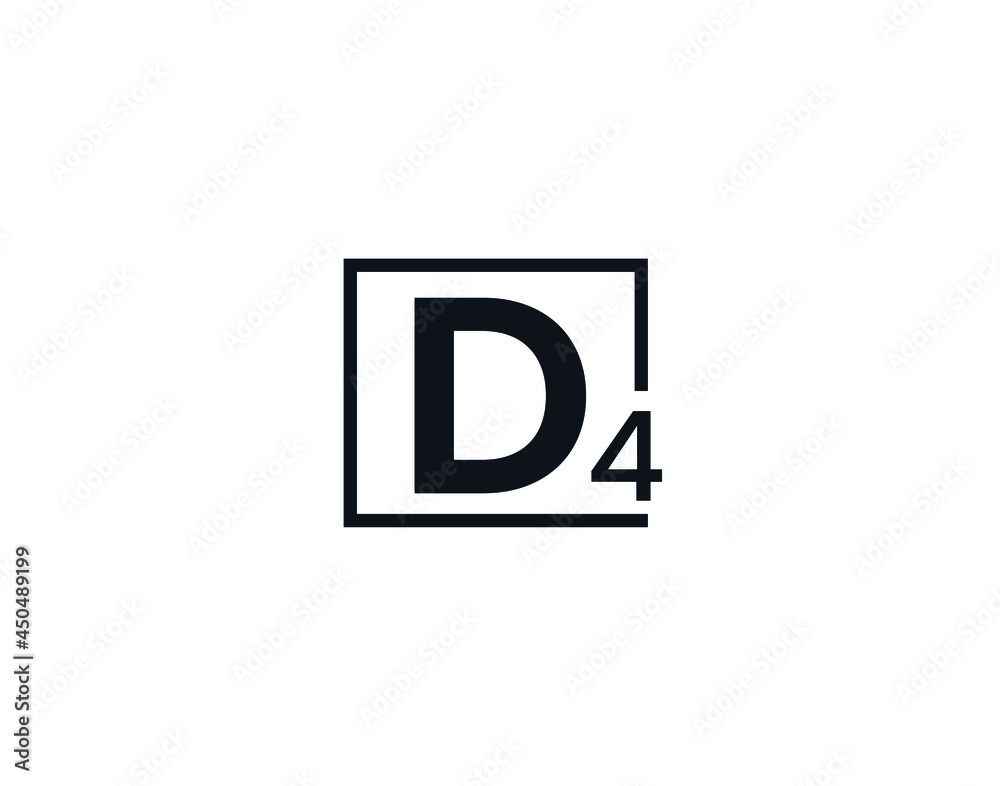 D4, 4D Initial letter logo D4, 4D Initial letter logo