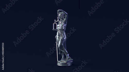 Silver Lady Justice Statue Antique Impartiality Judicial System Balance Blindfold judge Left 3d illustration render