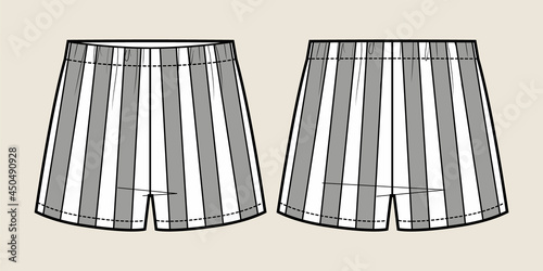 Technical sketch boxer shorts in striped fabric.