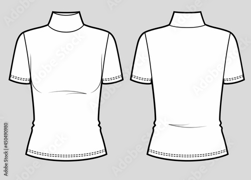 turtleneck slim fit short sleeve t-shirt