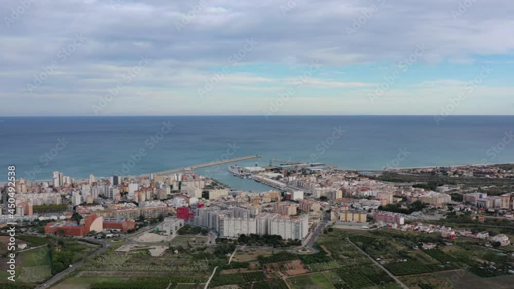 Aerial view of Gandia Beach and Port - Valencian Community -Spain-. Aerial view of Gandia Beach and Port - Valencian Community -Spain-.