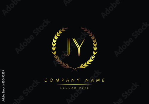 Alphabet letters JY monogram logo, gold color, luxury style