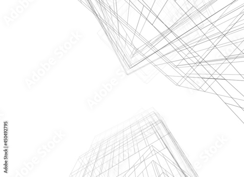 abstract architectural drawing 3d illustration