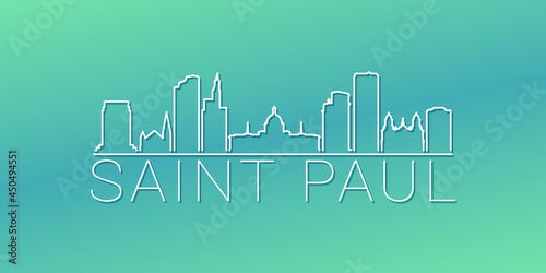 St Paul, MN, USA Skyline Linear Design. Flat City Illustration Minimal Clip Art. Background Gradient Travel Vector Icon.