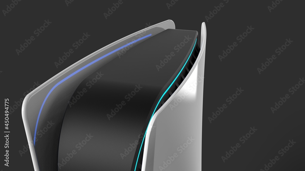 3d illustration render Video game console similar to playstation 5 on