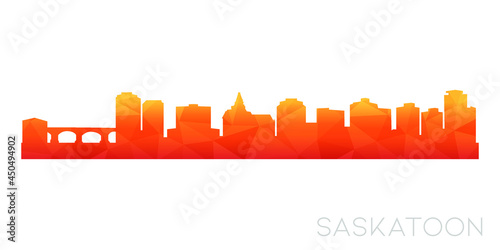Saskatoon, SK, Canada Low Poly Skyline Clip Art City Design. Geometric Polygon Graphic Horizon Icon. Vector Illustration Symbol.