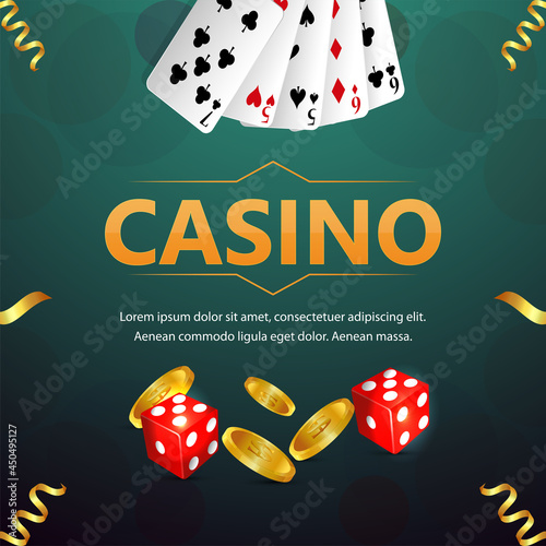 Casino gambling game background with cards, chips, and dice