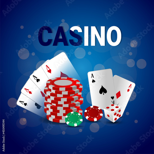 Casino gambling game background with cards, chips, and dice