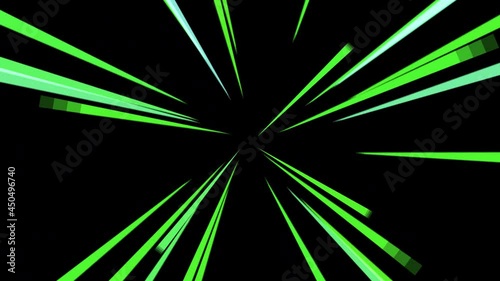 Cartoon touch green beam emitted zoom effects (4K resolution, background transparency): 漫画タッチの緑色のビームが放射されるズームエフェクト（4K解像度、背景透過）