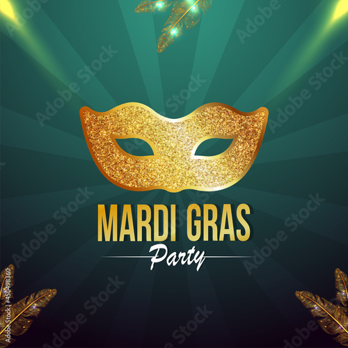 Mardi gras brazil event with golden carnival mask