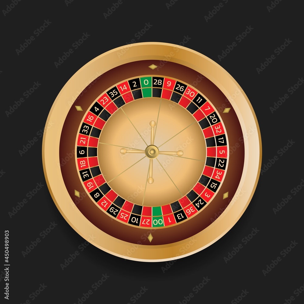 American roulette wheel online casino in gold color. Realistic style vector illustration American roulette wheel online casino in gold color. Realistic style vector illustration