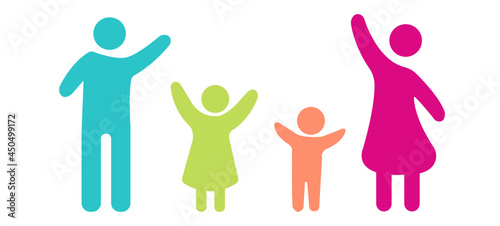 Happy family concept.parents and children in different color.
family members. unity and togetherness concept, family concept.use for logo and banner.
Vector design EPS 10.