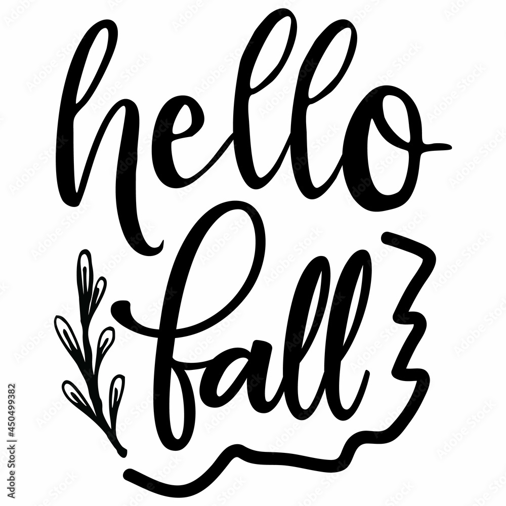 Hello Fall SVG Design 2 | Typography | Silhouette | Thanks Giving SVG Cut Files
