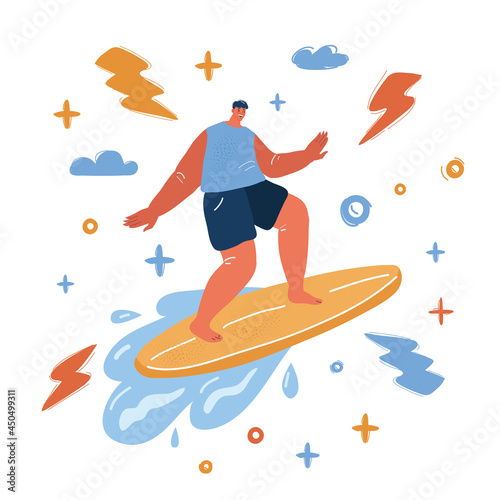 Vector illustration of Surfer On Blue Ocean Wave