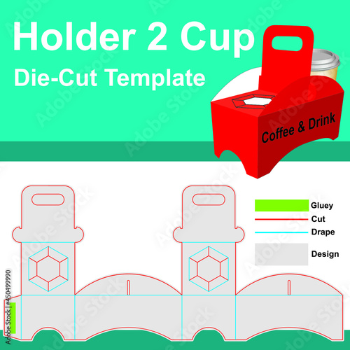 Cup holder Box with Die-Cut Template